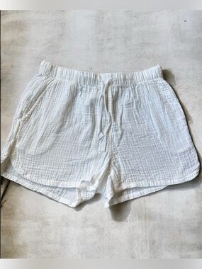 White Gauze Drawstring Sleep Shorts